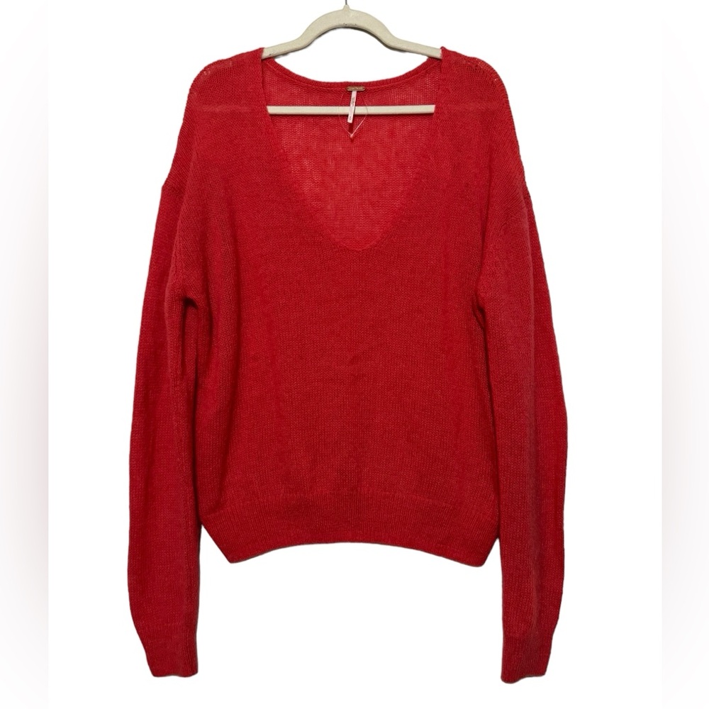 Free People Alpaca Wool Gossamer Knit Oversized Vneck Sweater